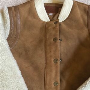 UGG Tan and Cream Varsity Jacket with Suede Finish